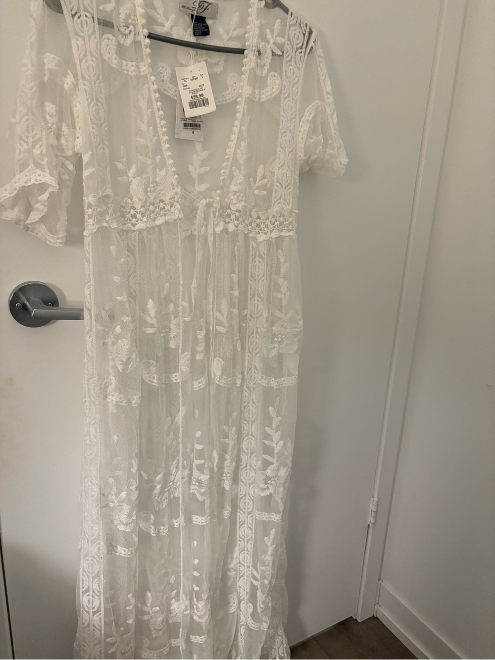 Free People Sheer White Embroidered Maxi Cover-Up